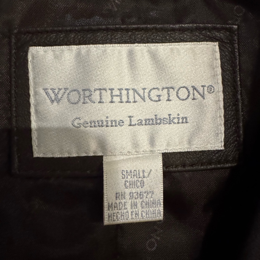 Like-New Worthington Brown Genuine Lambskin Leather Jacket Size Small - Picture 4 of 6